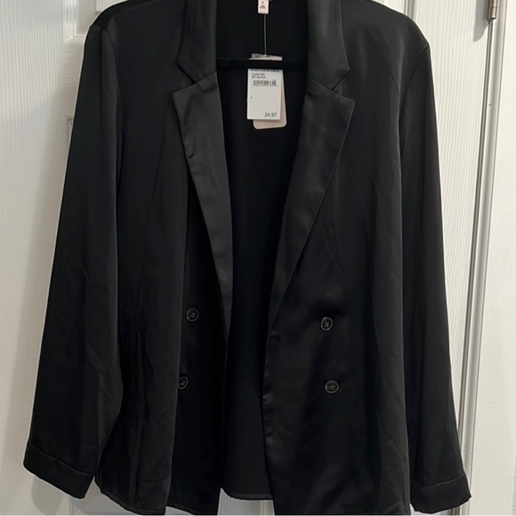 Como Vintage Black Satin Blazer 3X - Picture 1 of 5